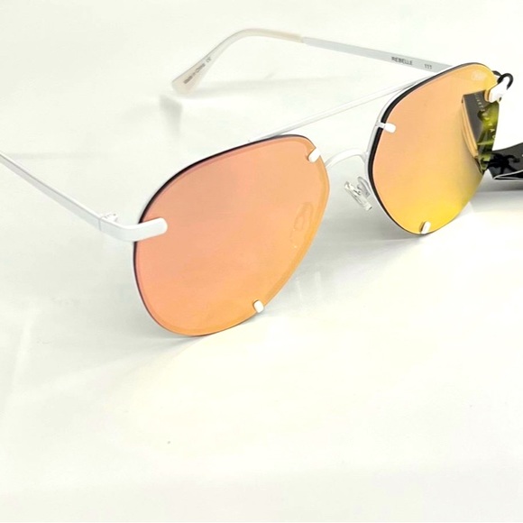 Quay Rebelle Aviator Sunglasses WHITE ROSE GOLD - Picture 3 of 6